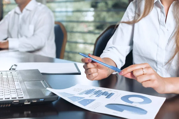 Two Business Partners Sitting Table Together Working Royalty Free Stock Photos