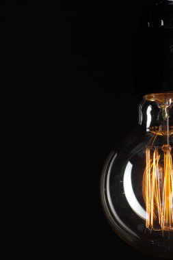 Klasik Edison ampul metin için yer ile koyu arka plan üzerinde