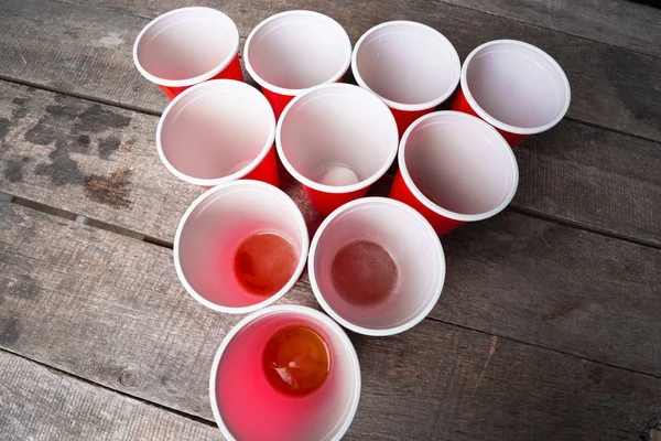 Juego Cerveza Pong Mesa Madera — Foto de Stock