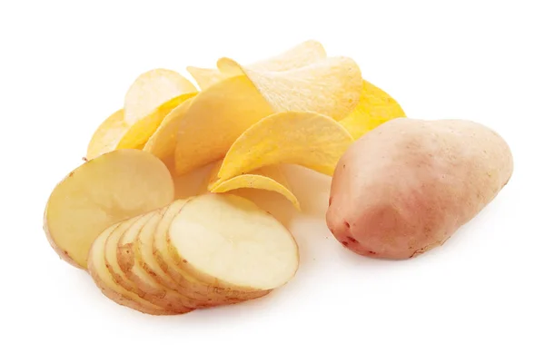 Хрусткі Чіпси Сира Картопля Ізольовані Білому Тлі — стокове фото