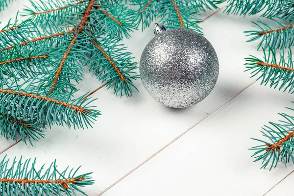 Vánoční Pozadí Borovice Větví Ozdobou — Stock fotografie