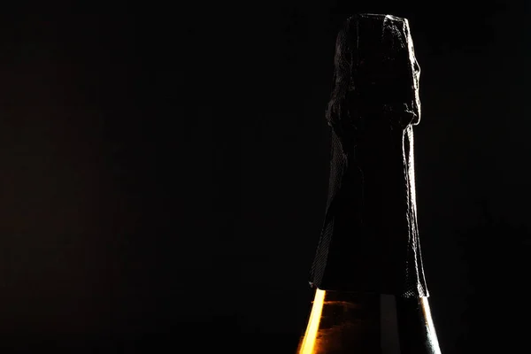 Bottle Champagne Black Background — Stock Photo, Image