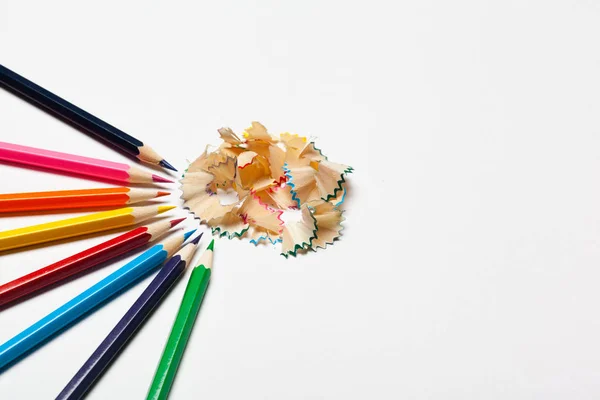 Pencil Pencil Shavings Isolated White Background — Stock Photo, Image