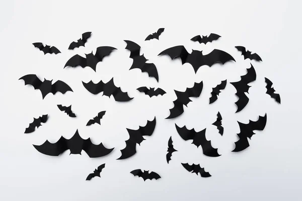 Halloween Och Dekoration Koncept Papper Fladdermöss Flyger — Stockfoto