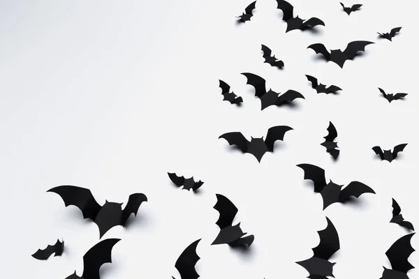 Halloween Decoratie Concept Papier Vleermuizen Vliegen — Stockfoto