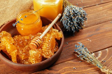 antika ahşap zemin üzerine bal ayı kavanoza tatlım