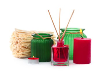 Oda spreyi üzerinde izole beyaz arka plan sopa