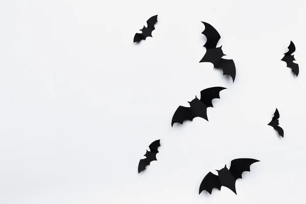 Halloween Ozdoba Koncepcja Papier Nietoperzy Latające — Zdjęcie stockowe