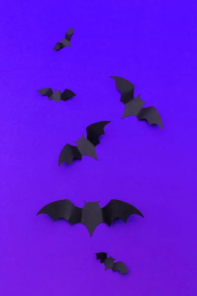 Απόκριες Και Διακόσμηση Έννοια Χαρτί Νυχτερίδες Πετούν — Φωτογραφία Αρχείου