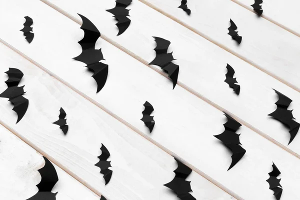 Halloween Conceito Decoração Morcegos Papel Voando — Fotografia de Stock