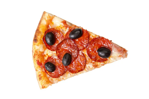 Pizza Scheibe Isoliert Auf Weißem Hintergrund Draufsicht — Stockfoto