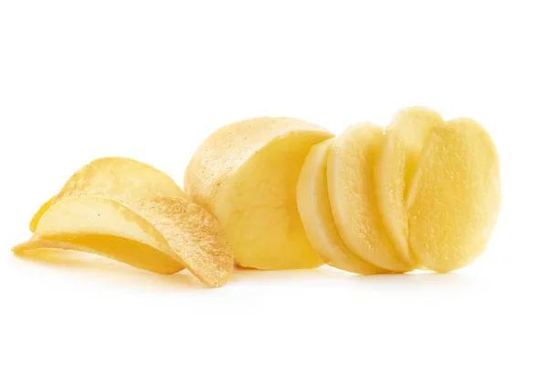 Хрусткі Чіпси Сира Картопля Білому Тлі — стокове фото