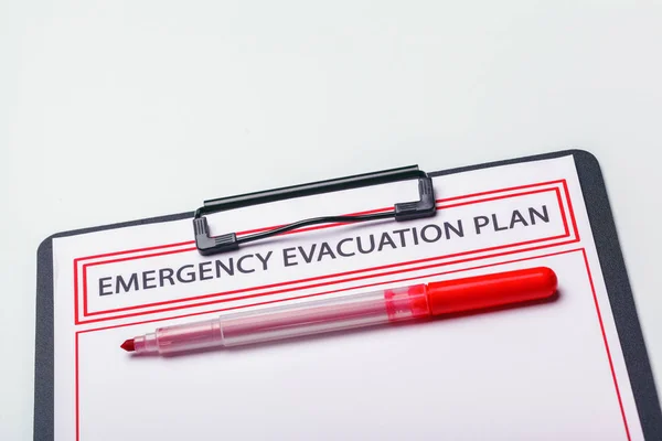 Plan Evacuación Emergencia Segundo Plano Primer Plano — Foto de Stock