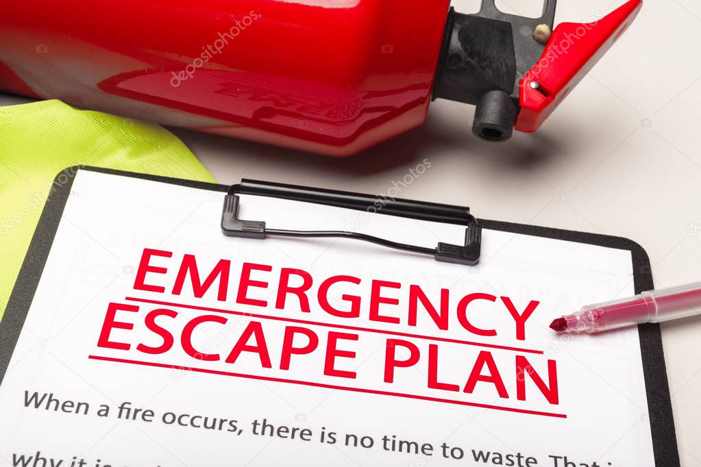 Emergency evacuation plan,close up