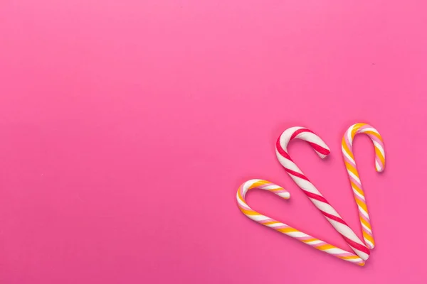 Kleurrijke Lollies Een Roze Achtergrond — Stockfoto