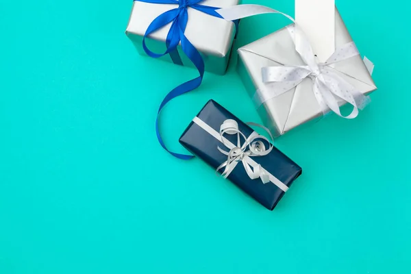 Composición Plana Con Hermosas Cajas Regalo — Foto de Stock