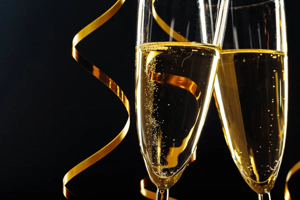 Шампанські Окуляри Святкового Випадку Темному Фоні — стокове фото