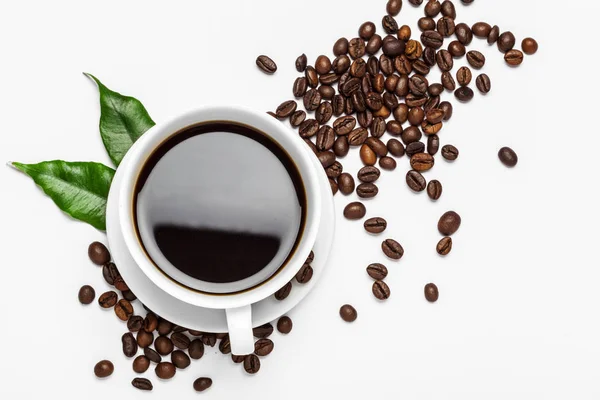 Taza Café Frijoles Sobre Fondo Blanco — Foto de Stock