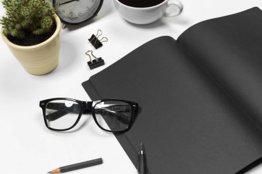 Boş ofis Resepsiyon arka plan kopya alanı metni ile. Üstten Görünüm.