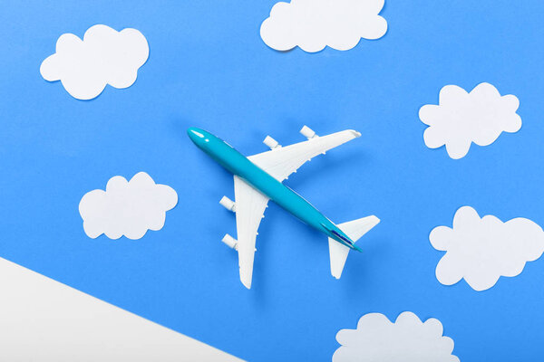 close up of travel concept with toy plane