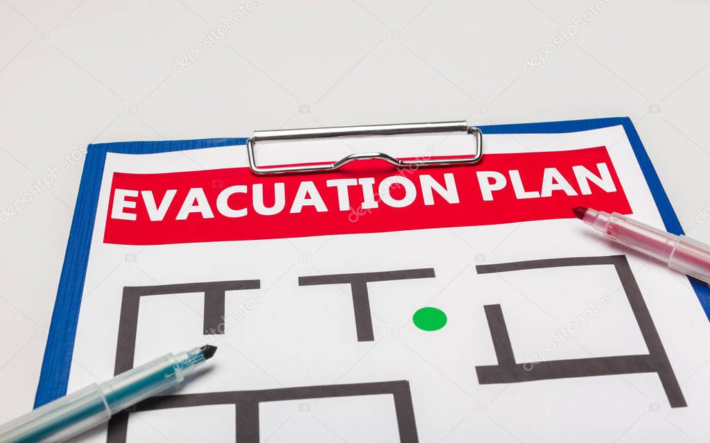 close up of  Emergency evacuation plan