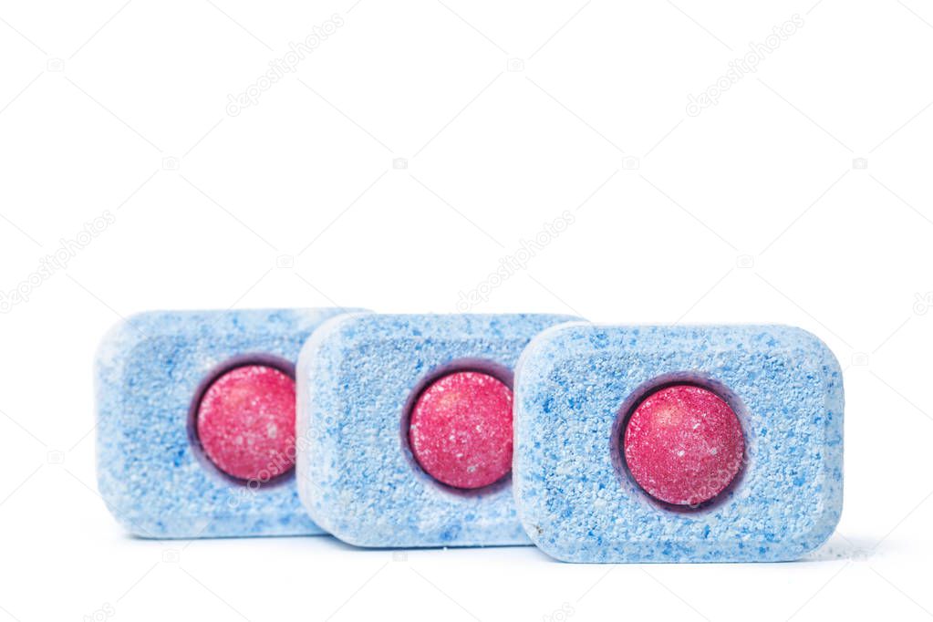Dishwasher tablets isolated on a white background 