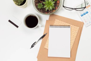 Boş ofis Resepsiyon arka plan kopya alanı metni ile. Üstten Görünüm.