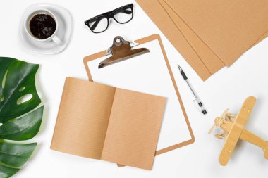 Boş ofis Resepsiyon arka plan kopya alanı metni ile. Üstten Görünüm.