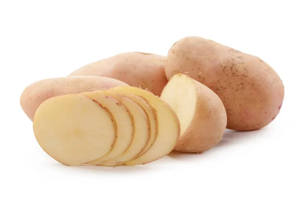 Κοντινό Πλάνο Πατάτες Που Απομονώνονται Λευκό Φόντο — Φωτογραφία Αρχείου