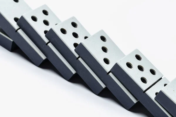 Närbild Domino Bitar Vit Bakgrund Spel — Stockfoto