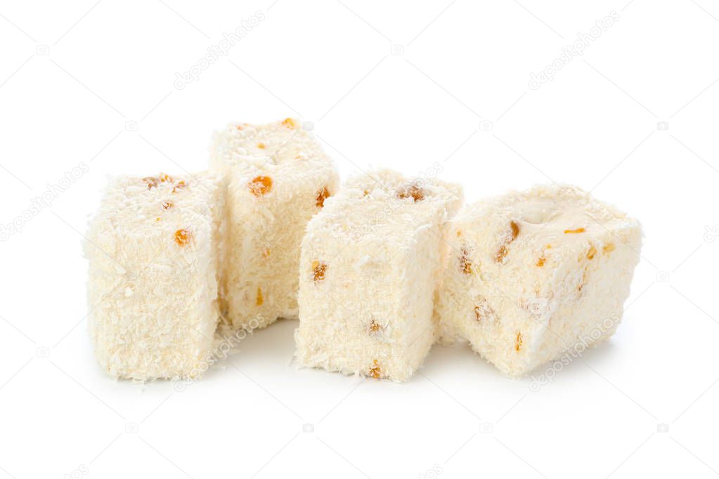 Turkish delight isolated on white background 