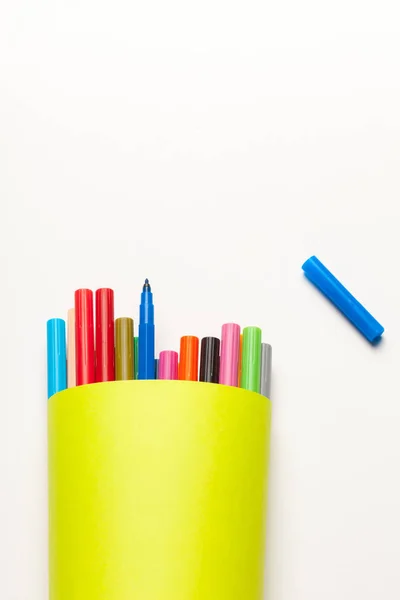 Colorful Felt Tip Pens Isolated White Background Close — Stock Photo, Image