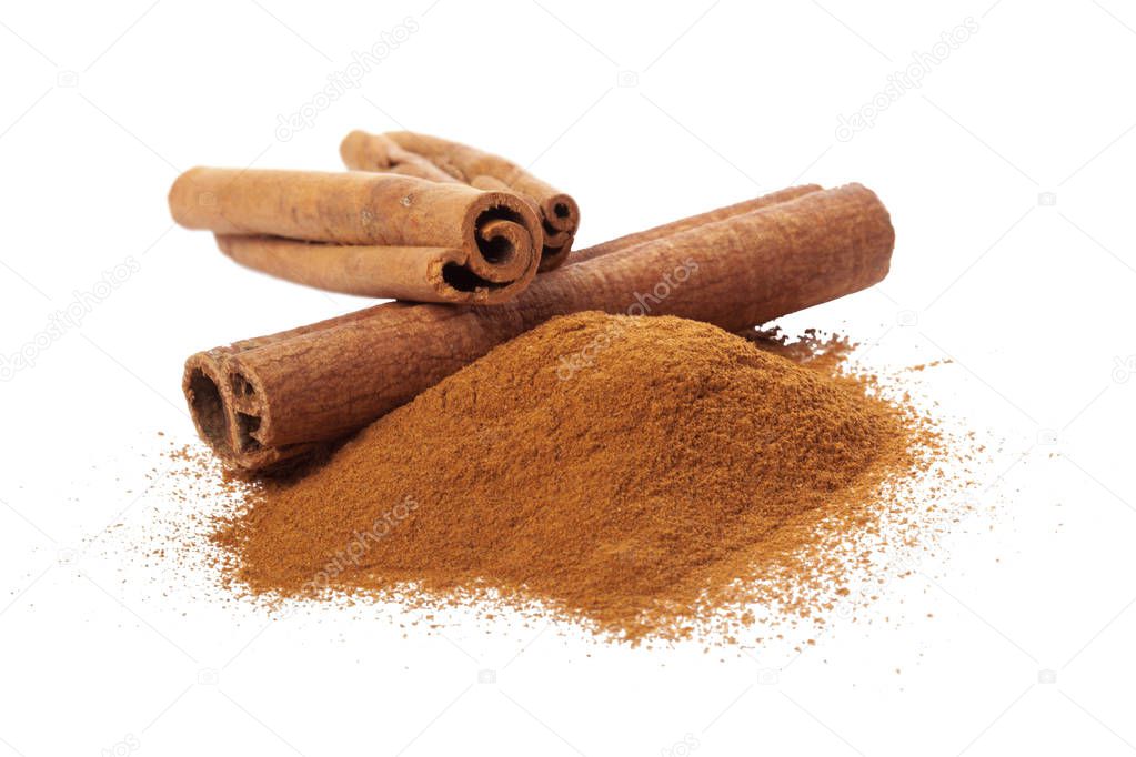 Cinnamon sticks isolated on white background