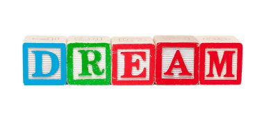 Tahta alfabe blokları beyaz arkaplanda izole edildi