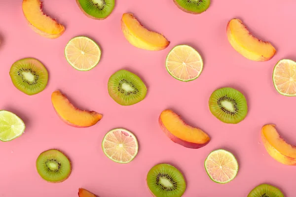 Food texture. Seamless pattern of fresh various fruits.