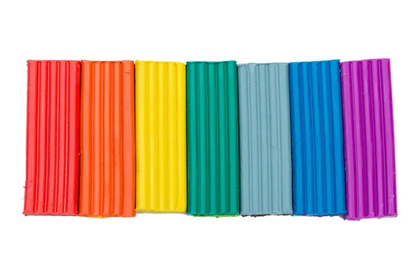 Bâtons Colorés Plasticine Isolé Sur Fond Blanc — Photo