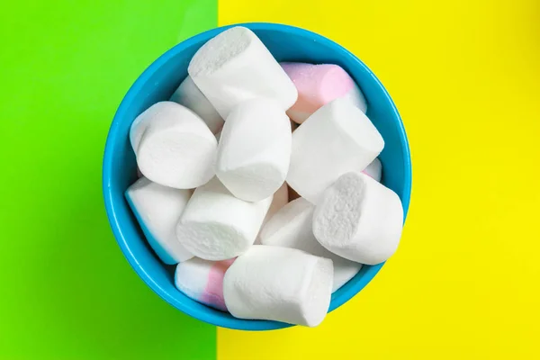 minimal sweet marshmallow on color background