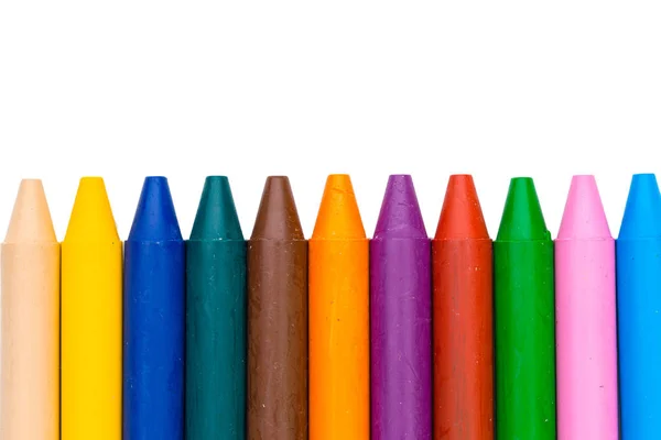 Crayons Cire Colorés Isolés Sur Fond Blanc — Photo