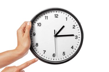 elinde saat beyaz izole