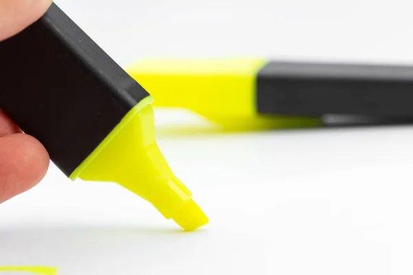 Yellow Highlighter Pen Doodles Isolated White Background — Stock Photo, Image