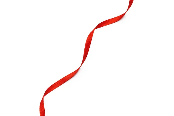 Czerwona Wstążka Izolowana Białym — Zdjęcie stockowe