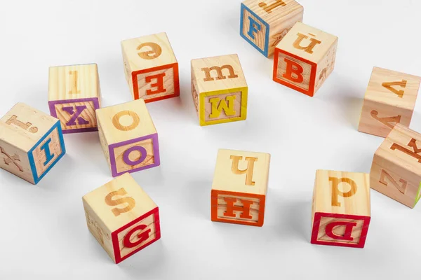 close up of Wooden Alphabet Blocks