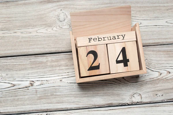 2月24日2月の24日目 カレンダーフラットレイ トップビュー 冬の時間 — ストック写真