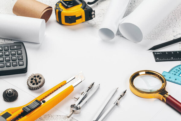 drawing tools and project close up side view