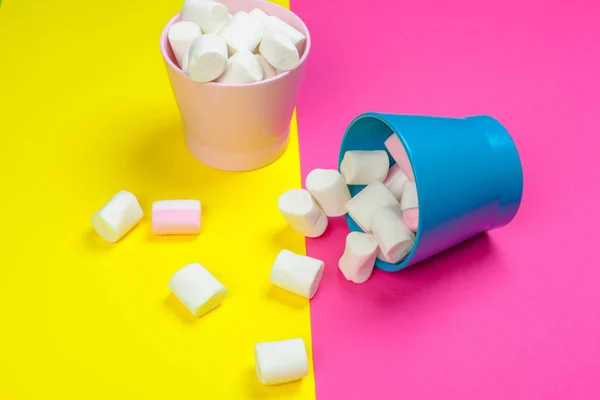 minimal sweet marshmallow on color background