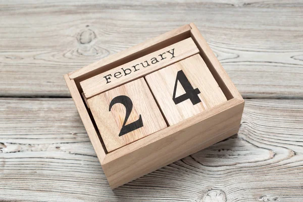2月24日2月の24日目 カレンダーフラットレイ トップビュー 冬の時間 — ストック写真