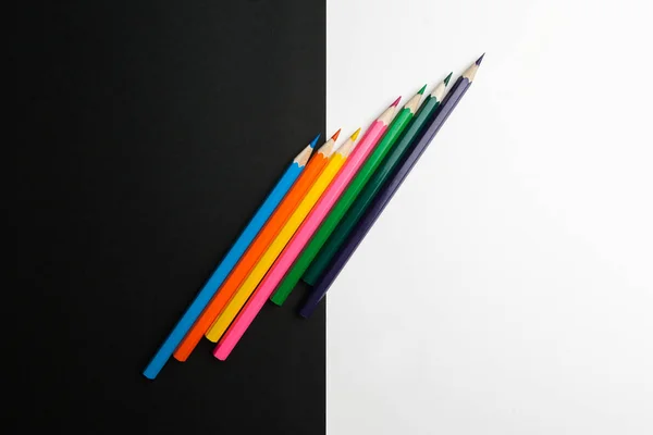 Difference Black White Color Pencils — Stock Photo, Image