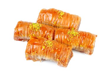 Türk Ramazan Tatlısı Baklava beyazı izole etti
