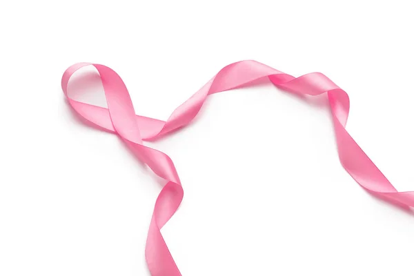 Pink Ribbon White Background — Stock Photo, Image