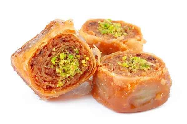 Turkse Ramadan Dessert Baklava Geïsoleerd Wit — Stockfoto